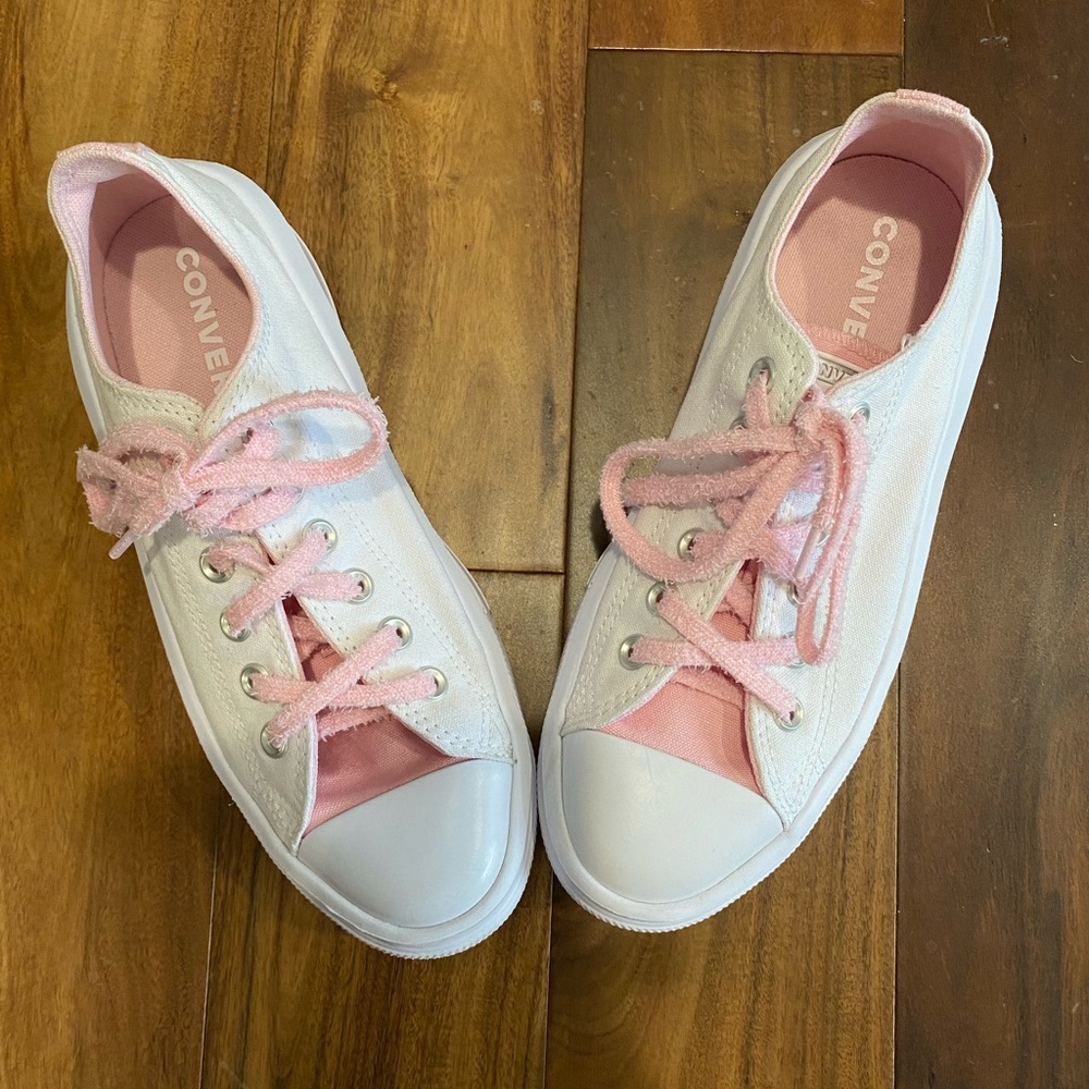💗 🇰🇷 pink & white Converse All Star Move CX Platforms, from South Korea, 8.5